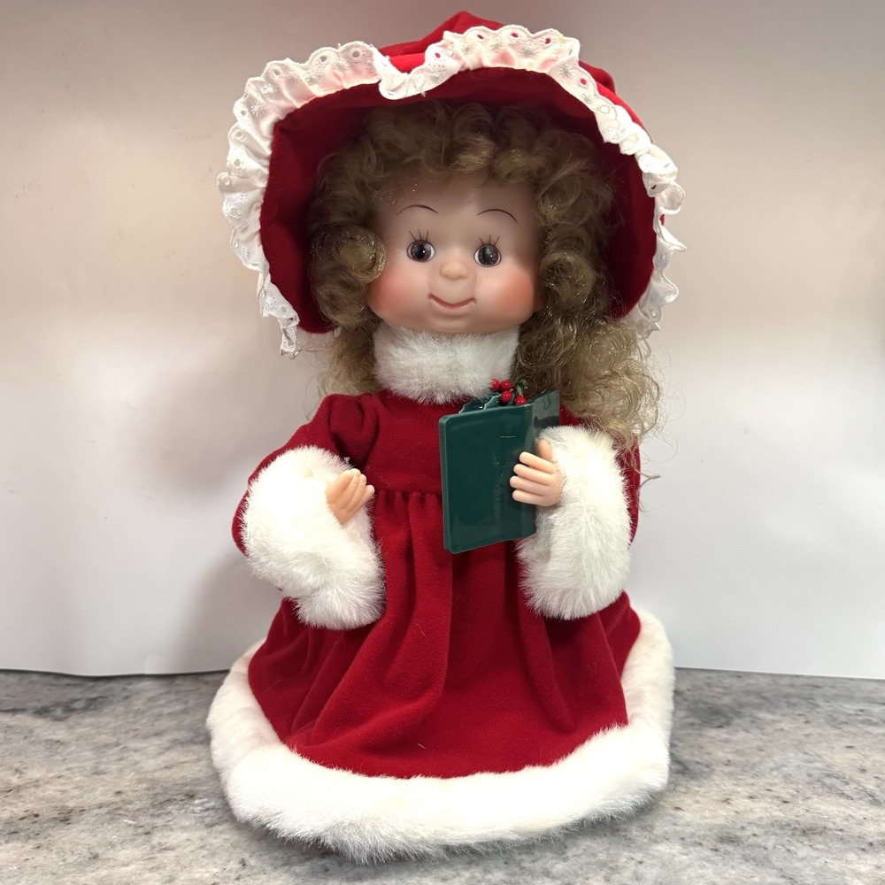 VTG 1994‎ Telco MOTION-ette Christmas Musical Animated Small Fry Girl In Red 12"